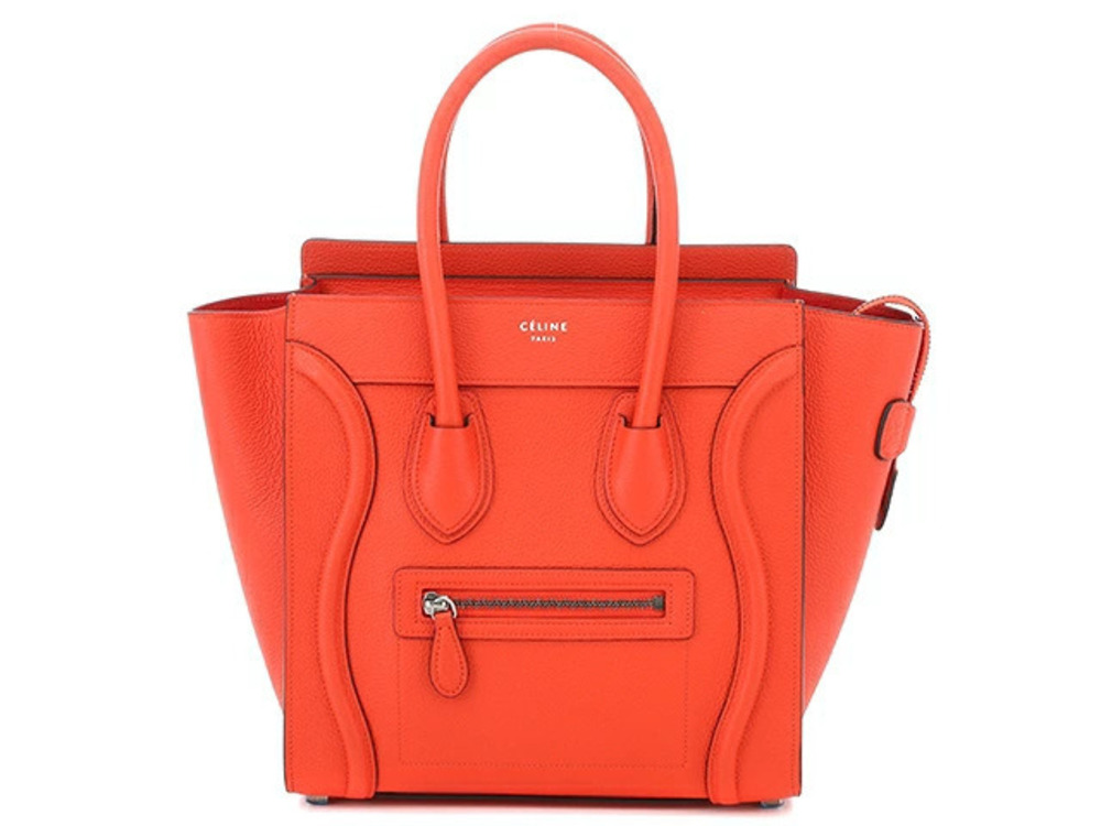 Celine Shopper Handbag Calfskin Orange